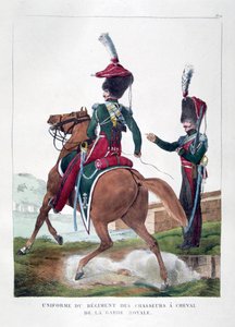 Uniformer av det monterte chasseur-regimentet til den franske kongegarden, 1823.