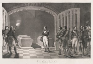 Besøk til graven til Fredrik den store, tidlig 1800-tallet (litho) av Charles Etienne Pierre Motte