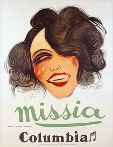 Columbia Records-plakat som reklamerer for den franske chanteuse, Missia, ca. 1935