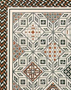 Design av et mosaikkfortau oppdaget i Nimes, sannsynligvis 2. eller 3. århundre, pub. av Day & Son (litho) av Charles Felix Marie (after) Texier