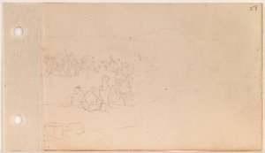 Pahtanka's (Big Head's Band) Gathering on Shore (høyre halvdel; blader 27 verso og 28 recto)