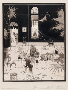 Club Life in America, the Picnickers, før 1933 (penn- og blekkvask på papir) av Charles Forbell