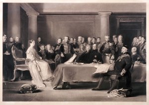Dronning Victoria presiderte i rådet ved hennes tiltredelse til tronen, 1846 av Charles Fox