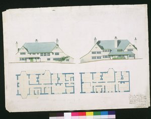 Hus som skal bygges ved Gartmel Fell Gillhead, Windermere for J.W. Buckley Esquire, 1899 (wc og blyant på papir) av Charles Francis Annesley Voysey