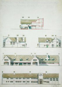 Foreslått hus i Higham Woodford, Essex for Lady Henry Somerset av Charles Francis Annesley Voysey