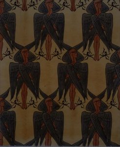 Repeterende kjerubum, design for et stoff av Charles Francis Annesley Voysey