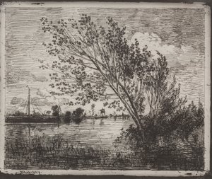 A Cluster of Alders, originalt inntrykk 1862, trykt i 1921. av Charles Francois Daubigny