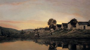 En landsby nær Bonnieres, 1861 av Charles Francois Daubigny