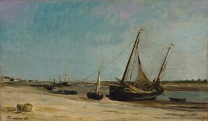 Båter på havkysten ved Étaples, 1871. av Charles Francois Daubigny