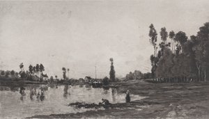 Ved elven, 1865. av Charles Francois Daubigny
