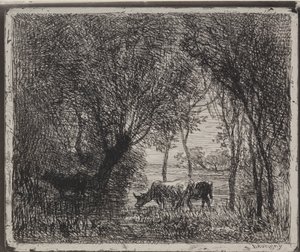 Kyr i skogen av Charles Francois Daubigny
