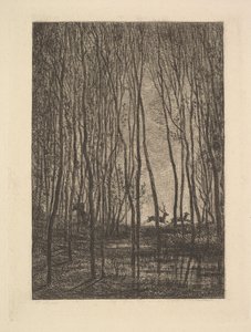 Hjort i skogen, 1850. av Charles Francois Daubigny