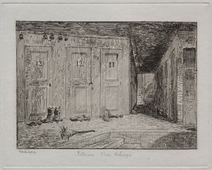 Interiøret i et vertshus av Charles Francois Daubigny