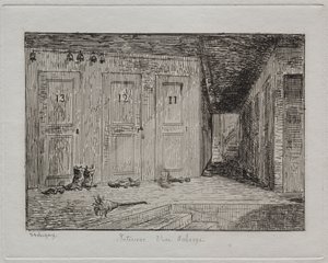 Interiør i et vertshus, 1861. av Charles Francois Daubigny