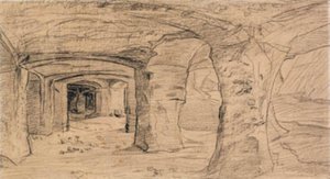 Berghvelv i steinbruddet ved Auvers-sur-Oise. av Charles Francois Daubigny