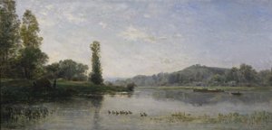Landskap med en elv, 1860 av Charles Francois Daubigny
