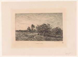 Landskap med epletrær Pommiers og Auvers. (tittel på objekt) av Charles Francois Daubigny