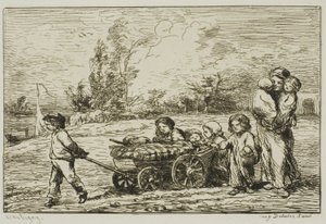 Flytte inn med vognen (The Furnishings of the Boat) av Charles Francois Daubigny