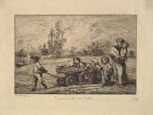 Flytter inn i båten, 1861. av Charles Francois Daubigny