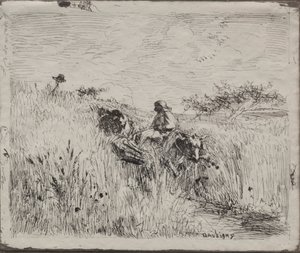 Path Through the Grain Field, originalt inntrykk 1862, trykt i 1921. av Charles Francois Daubigny