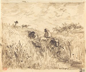 Cale printr-un câmp de grâu (Sentier dans les bles)norvegian av Charles Francois Daubigny