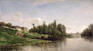 Elvescene, 1859 av Charles Francois Daubigny