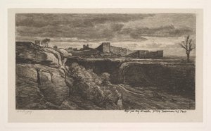 Ruinene av Chateau of Crémieux Isère, 1850. av Charles Francois Daubigny