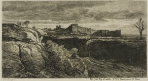 Ruinene av Château of Crémieux (Isère) av Charles Francois Daubigny