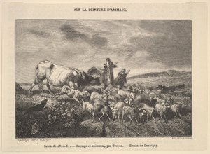 Salong fra 1850-51, Landskap og dyr, av Troyon, 1850-51. av Charles Francois Daubigny