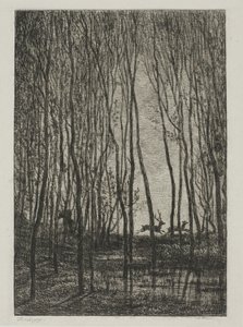 Hjorter i skogen av Charles Francois Daubigny