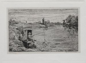 Båtturen: The Cabin Boy Fishing (linefiske) av Charles Francois Daubigny