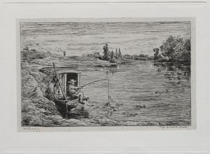 Båtturen: The Cabin Boy Fishing Line Fishing, 1861. av Charles Francois Daubigny