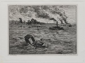 Båtturen: Dampbåtene eller se opp for dampskipene av Charles Francois Daubigny