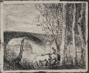 The Bridge, originalt inntrykk 1862, trykt i 1921. av Charles Francois Daubigny
