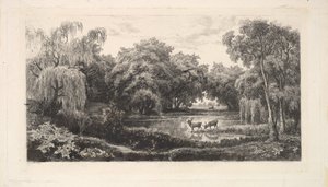 Hjortedammen, 1837-78. av Charles Francois Daubigny