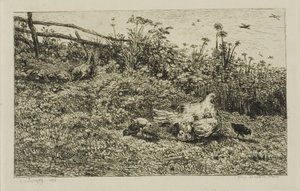 Høna og kyllingene hennes av Charles Francois Daubigny
