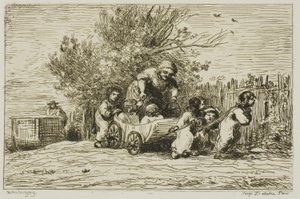 The Heritage of the Wagon (The Children with the Wagon) av Charles Francois Daubigny