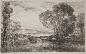 The Hydraulic Machine, originalt inntrykk 1862, trykt i 1921. av Charles Francois Daubigny
