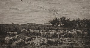 Den store sauefolden, 1860. av Charles Francois Daubigny