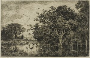 Myra med storker av Charles Francois Daubigny