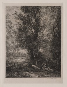 Hyrden og gjeterinnen, 1874. av Charles Francois Daubigny
