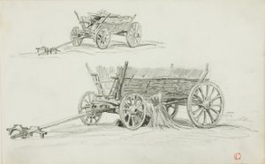 To skisser av en oksevogn av Charles Francois Daubigny