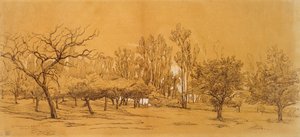 Utsikt over en frukthage ved Saint-Denis, midten av 1800-tallet av Charles Francois Daubigny