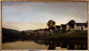 Landsby nær Bonnieres Maleri av Charles Francois Daubigny (1817-1878) 1861 Privat samling. av Charles Francois Daubigny