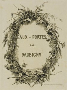 Krans av villblomster, frontispice av Charles Francois Daubigny