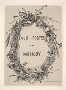 Wreath of Wildflowers, tittel for Eaux-Fortes par Daubigny, 1850. av Charles Francois Daubigny