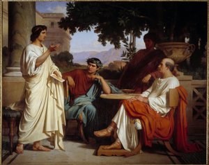 Virgil, Horace og Varius ved Mecene Maleri av Charles Francois Jalabert (1819-1901) 1846 Nimes, Museum of Fine Arts - Virgil, Horace og Varius hjemme hos Mecene. Maleri av Charles Francois Jalabert (1819-1901) 1846. Museum of Fine Arts, Nimes, Frankrike