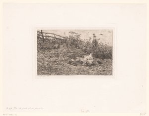 Kip setter kuikens Høna og ungene hennes av Charles François Daubigny (attributed to)