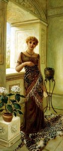 Klassisk kvinne ved et vindu av Charles Frederick Lowcock