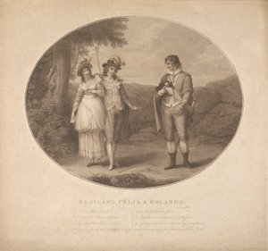 Rosalind, Celia og Orlando - "As You Like It", Act III, Scene II av Charles Gauthier Playter